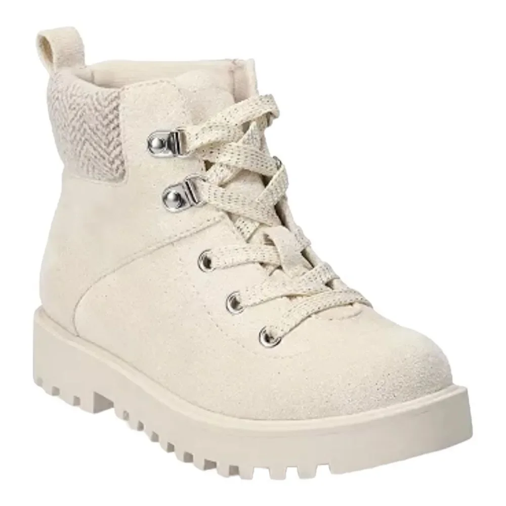 SO Muscovy Girls Ankle Boots Cream Sparkle Faux Suede Size 2 New
